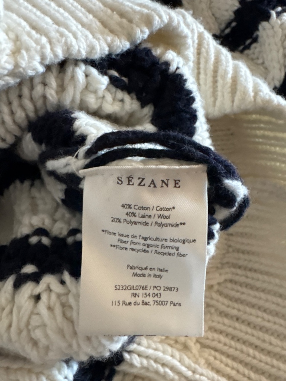 Sezane Sean Cardigan Ecru / Navy - Picture 7 of 7